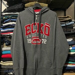 Ecko Unlimited Charcoal Hoodie with Red Logo